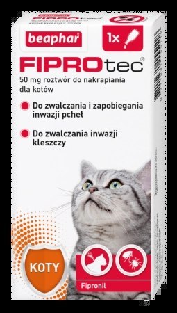 BEAPHAR Fiprotec M 1 Pipeta Kropli Przeciwko Ektopasożytom Dla Kotów 50mg BEAPHAR Fiprotec M 1 Pipeta Kropli Przeciwko Ektopasożytom Dla Kotów 50mg
