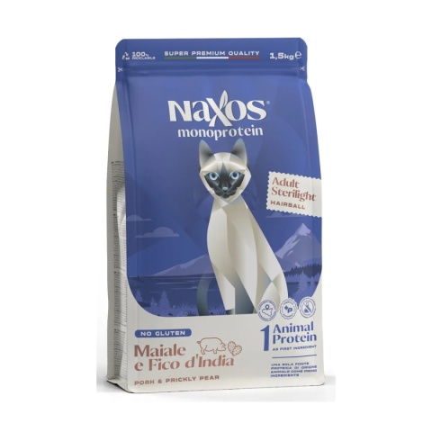 NAXOS CAT STERILIZED dla kotów sterylizowanych wieprzowina i opuncja figowa 1,5 kg